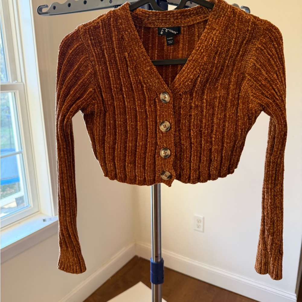 Art Class Rust Button-Up Cardigan Girls